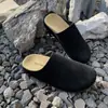 Versión de Zapatillas Muller de Piel de Vaca Importada de Un Pedal y Medias Zapatillas de Piel de Vaca Ternera Baotou Bucken Zapatillas Perezosas para Pareja