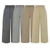 Pantalones de Traje Caqui de Cintura Alta Sueltos de Pierna Ancha para Mujer Otoño 2026 Nuevo Estilo Estilo Old Money Caídos de Pierna Recta Pantalones Casuales