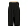 Calça Jeans Casual de Cintura Alta Reta para Mulheres, Novo Estilo de Verão, Caimento Solto, Emagrecimento, Fina, Respirável, Calça Mom, Cintura Elástica, Calça Cropped