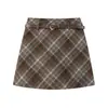 Falda de Lana Cuadros Coreana Tallas Grandes para Mujer en Otoño e Invierno Falda Gruesa de Línea A para Gorditas Falda de Cintura Alta con Cadera con Cinturón