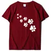 Camiseta casual para mujer con estampado de huellas de oso, manga corta, holgada, cuello redondo