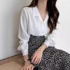 Chic Coreano Primavera Simple Color Puro Elegante Cuello de Traje Diseño de Camisa de Gasa Nicho Francés Top de Manga Larga