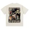 Benzema Benzema Camiseta de Manga Curta Masculina Verão Tendência Estilo Americano Retrô Solta Pesada Solta Top Estampado