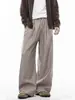 Pantalones Casuales Relajados de Rayas de Pierna Ancha para Hombre de Otoño, Rectos Sueltos Estilo Old Money Americano Vintage Yamamoto Pantalones Casuales
