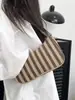 Comercio Exterior Versión Transfronteriza Estampado Rayado Fresco Pequeño Bolso de Hombro Pequeño Ligero Bolso de Axila Bolso Simple de Hombro Único de Pana