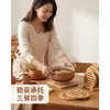 Mantel Aislante Térmico de Bambú, Base para Olla de Mesa de Comedor, Esterilla Antideslizante de Madera, Uso en Hotel y Hogar, Posavasos Redondo Grueso Calado, Base para Taza de Té