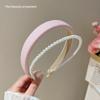 Accesorios para el Cabello Estilo Coreano Aro para el Cabello de Presión Retro Dulce Lindo Estilo Princesa Puntadas de Perlas Doble Color Caramelo Aro para el Cabello de Esponja
