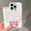 Capa Urso Bolinhas Adequada para iPhone 17, Estilo Europeu e Americano Capa para Celular 18 Pro Max, Apple 16 Pro Bloqueio de Cor à Prova de Choque 15 Capa Macia