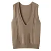 Nuevo Estilo Otoño e Invierno 2026 Estilo Holgado y Perezoso Cuello en V Color Sólido Sin Mangas Chaleco Tejido Retorcido de Cachemira Retro para Mujer