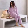 Algodón PuroPijama Nuevo de Mujer para Otoño con Mangas Largas y Estampado, Conjunto de Ropa de Casa con Cuello Camisero para Primavera y Otoño con un Toque de Lujo