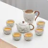 Lujo Ligero Gama Alta Horno Ru Juego de Té Kung Fu para el Hogar Cerámica China Tetera Taza de Té Bandeja de Té Pequeña Regalo