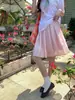 Falda midi plisada transparente adelgazante de cintura alta estilo coreano talla grande para mujeres de talla grande, nueva falda abullonada de verano
