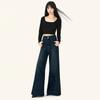 Diseñados para Personas Bajas, Jeans Desgastados, Estilo Coreano para Mujer Elásticos 2025 Dos Botones Ropa Exterior Efecto Adelgazante Pantalones de Pierna Ancha