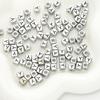 6*6 Letras Inglesas Acrílicas Cuentas Cuadradas de Plata Antigua Cuentas Sueltas Cadena para Teléfono Móvil Kit de Materiales para DIY Pulsera Accesorios para Collar