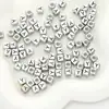 Cuentas de acrílico con letras del alfabeto inglés cuadradas plata antigua DIY pulsera de cuentas hecha a mano collar accesorios de joyería material