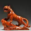 Figura de Tigre tallada en madera maciza verde, Doce Animales del Zodiaco, Decoración del hogar de Tigre para sala de estar y estudio, Artesanía decorativa Feng Shui