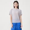 Top Holgado para Mujer que Cubre el Vientre y Luce Delgado, Mangas de Murciélago Holgadas, Color Sólido, Ropa de Trabajo Sencilla, Camiseta Versátil de Manga Corta Miyake