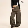 Calça de Lenhador Yongfang Estilo Retrô Americano para Homens e Mulheres, Design Desconstruído, Perna Reta Solta, Marca Tendência, Calça Versátil Casual para Trabalho