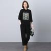Traje deportivo casual engrosado con forro polar para mujer, novedad principios de invierno 2024, popular, hermoso, conjunto de suéter y pantalones