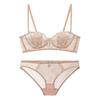 Ropa interior sexy transfronteriza copa de orejas de conejo para mujer bordado de flores encaje ropa interior anillo de acero suave pecho grande traje de sujetador pequeño