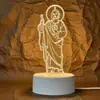 Luz de Noche 3D Señor Santo Lámpara de Mesita de Noche Táctil USB Control Remoto Luz LED Multicolor Temática de Iglesia Adorno Decorativo de Escritorio