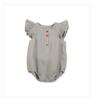 Traje de escalada de cuello redondo con 4 botones y mangas voladoras para mujer, estilo coreano, estilo Ha, combinable con todo, refrescante, de verano