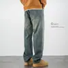 Jeans Rectos Sueltos Gruesos Estilo Retro con Forro de Polar para Otoño e Invierno para Hombre, Marca de Moda, Pantalones Casuales Elásticos de Tallas Grandes