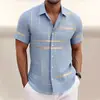 Camisa informal de negocios de manga corta para hombre, camisa con estampado de cuadros geométricos, nuevo modelo transfronterizo, camisa de alta gama sin planchado para hombre