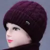 Nuevos Sombreros de Invierno para Mujeres de Mediana Edad y Mayores, Sombrero de Lana Cálido con Felpa para Abuela Señora Mayor, Sombrero de Punto Anti-Frío para Mamá