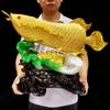 Adornos de pez dragón dorado de la suerte, chapados en oro, artesanías creativas de resina, apertura de oficina, tienda, regalos al por mayor