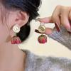Estilo Mori Simple Elegante Hecho a Mano Flor Eterna Flor Real Aretes Moneda de Oro Colgante de Rosa Aretes Clip para Oreja