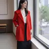 Casaco de Lã Vermelho Super Moderno e Estiloso, Dupla Face, para Mulheres, Novo Modelo Primavera 2026, Casaco Longo para Figuras Baixas, Casaco de Lã para Outono