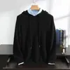 Suéter 100% Caxemira Pura Masculino Casual com Capuz Outono e Inverno 2023 Novo Moletom de Tricô em Caxemira