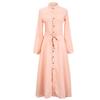 Comércio Exterior Europeu e Americano Transfronteiriço Moda Feminina Nova Primavera e Outono 2026 Slim-Fit Cor Sólida Manga Longa Botão Único Vestido com Gravata