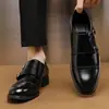Zapatos Casuales de Cuero de Talla Grande 47 48 sin Cordones Puntiagudos de Cruzar la Frontera Mocasines con Hebilla de Caña Baja Zapatos de Moda Tendencia