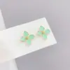 Brincos de Pétala de Óleo com Argola de Prata S925 Brincos Coloridos Doces Brincos Simples da Moda Brincos Super Fadas Brincos Joias