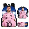 Mochila Esportiva Ronaldo Transfronteiriça Conjunto de Três Peças Mochila Lancheira Estojo Estudantes do Ensino Fundamental e Médio Mochila Escolar Casual para Redução de Carga