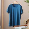 Camiseta feminina de algodão mercerizado de manga curta para o verão 80 amônia líquida algodão puro básico branco gola V manga curta atacado transfronteiriço