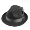 Estilo Británico Europeo y Americano Transfronterizo Más Vendido Amazon Sombrero de Fieltro de Lana Pura Sombrero Fedora Retro de Caballero Sombrero de Copa de Lana con Borde Enrollado