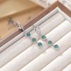 Brincos de Prata S925 Esterlina com Pingente de Veado e Pedra Jade Azul Água, Geométricos Redondos, Moda Leve de Luxo, Longos Versáteis