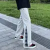 Pantalones Deportivos de Patchwork a Cuadros Blancos y Grises para Hombre y Mujer, Pantalones Casuales de Pierna Recta, Pantalones Pesados de Micro-Campana Estilo High Street Americano de Otoño