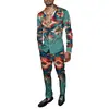 Moda Masculina Primavera/Verão 2025 Terno de Camisa Marca Estampada Peça Dupla Manga Longa Slim Respirável Algodão Estilo Elegante