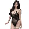 Gaveta Secreta Lingerie Erótica Bodysuit de Renda Sexy Feminino Camisola Uniforme Vazado Tentação Bodysuit com Abertura na Virilha