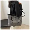 Bolso de Hombro Grande de Lona Informal con Estampado de Lunares y Lazo 2026 Nueva Moda Tendencia para Mujer