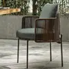 Mesa e Cadeira de Exterior Modelo de Pátio Sala de Exposição Villa Combinação de Cadeira de Rattan para Exterior Mesa de Jantar de Teca Mesa e Cadeira para Jardim Exterior Varanda