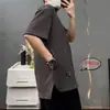 Fabricante de Origem de Camisetas Comércio Exterior Múltiplos Bolsos Manga Curta Masculina Solta Versátil Casual Simples Meia Manga Camisa Básica Atacado