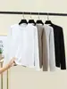 Camiseta Térmica de Manga Larga para Mujer Otoño Invierno Elegante Versátil Adelgazante Delgada Capa Base de Felpa Talla Grande Espesa Cuello Redondo