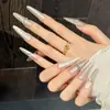 Serie W de Yihe [Marrón Cálido Diamante Suave] Marrón Nude con Brillo y Diamantes Uñas Suaves Usables Blanqueamiento Fresco Tipo Hada Manicura