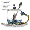 Tazas de Té Populares de Venta Caliente, Tazas de Vidrio, Tazas de Té de Flores, Tazas de Té de Flores de Alta Calidad, Tazas de Té Creativas de Esmalte Pintadas a Mano