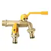 Grifo exterior de cobre para patio, jardín exterior, villa, salida de agua doble multifuncional